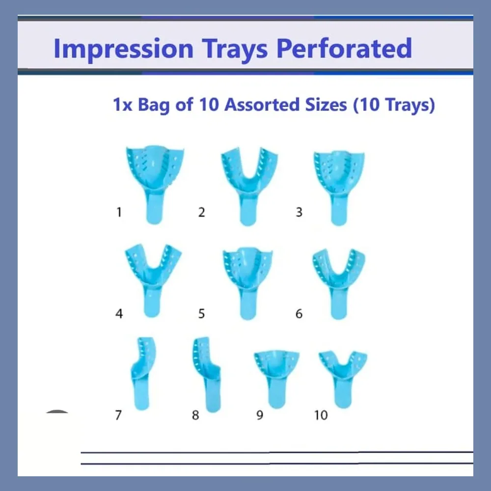 Disposable Perforated Dental Impression Trays (10 Pcs Assorted Set) View 2