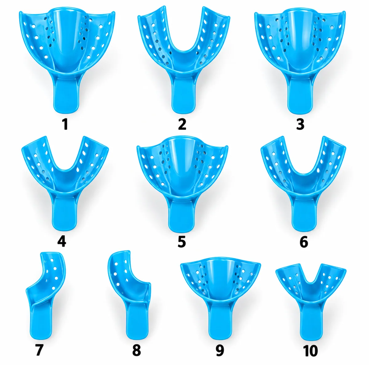 Disposable Perforated Dental Impression Trays (10 Pcs Assorted Set)