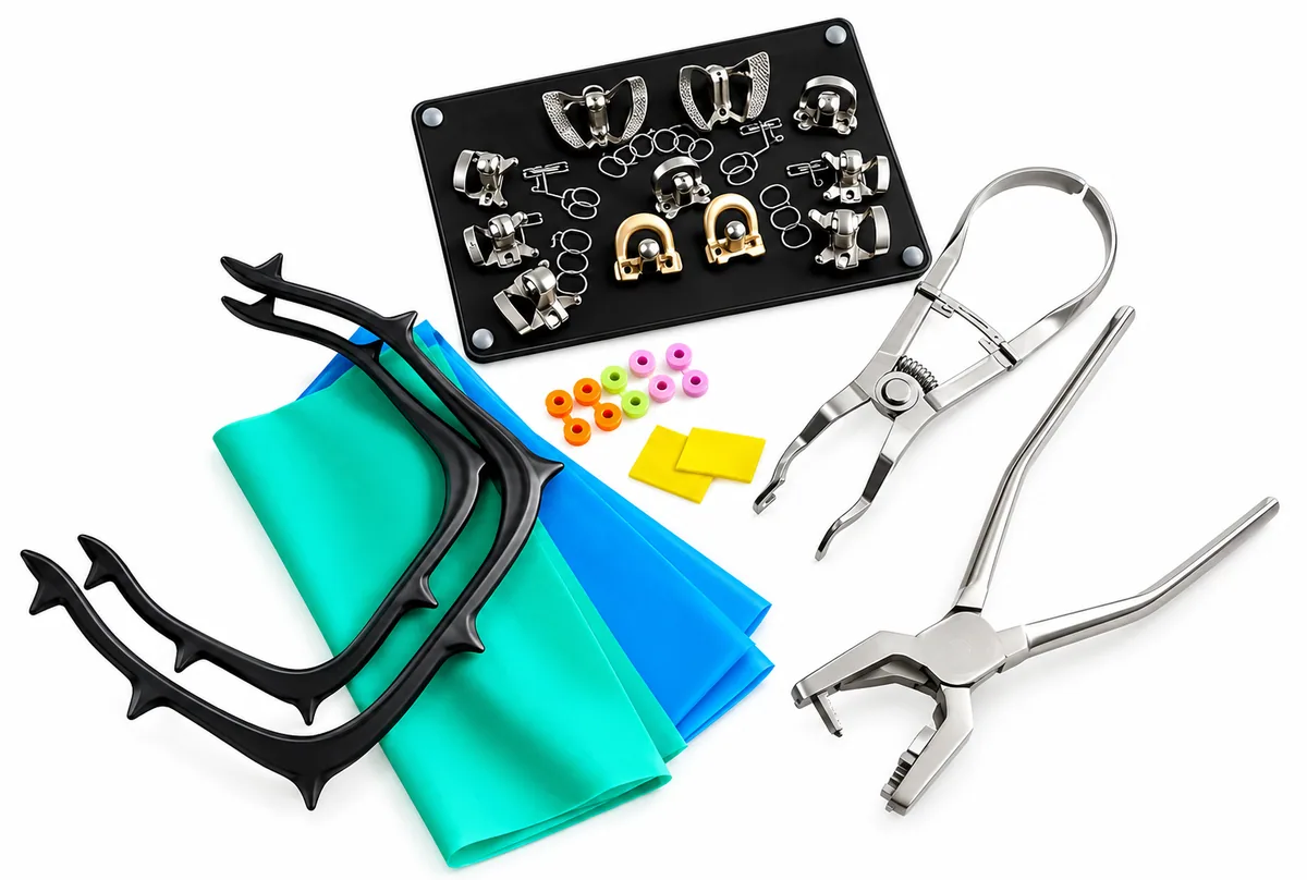 Professional Dental Rubber Dam Isolation Kit with Punch, Forceps & Clamps